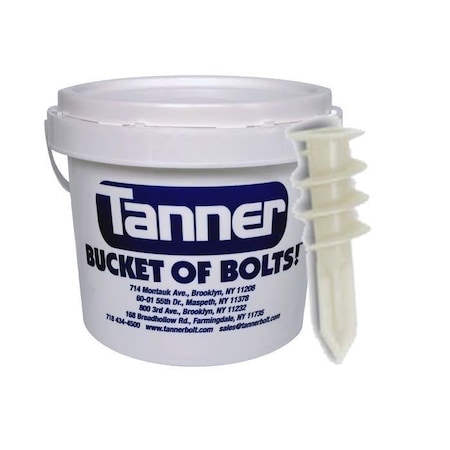 Tanner Nylon Zip-It One Piece Self Drilling Wallboard Anchors, 3/8in to 1in Wall, Nylon TB-490